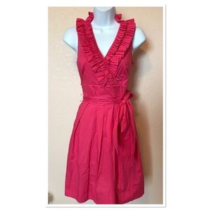 WHBM Bright Pink Ruffle Front A-Line Dress Size 2